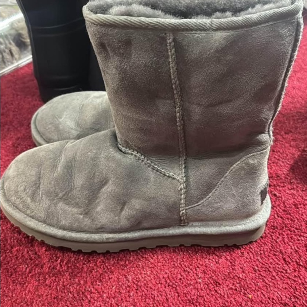 UGG Charcoal Suede Boots with Shearling